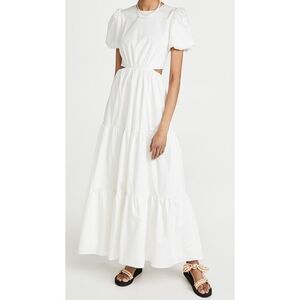 Wayf White Maxi Dress with Puff Sleeves